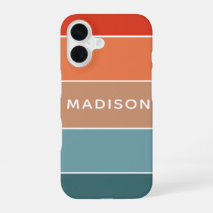 Modern Colourful Earth Colorblock Personalised Nam iPhone 16 Case