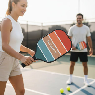 Modern Colourful Earth Colorblock Personalised Pickleball Paddle
