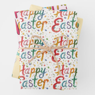 Modern Colourful Egg Pattern Easter Wrapping Paper