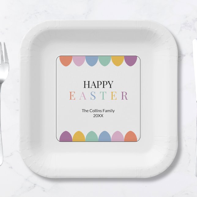 Modern Colourful Egg Simple Happy Easter Party Paper Plate (Modern Colorful Egg Simple Happy Easter Party Paper Plates)