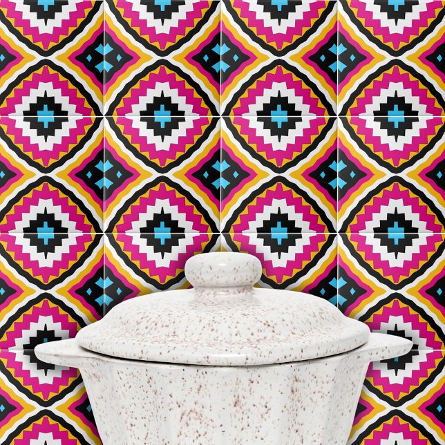 Modern Colourful Ethnic Talavera Geometric Pattern Tile (Creator Uploaded)
