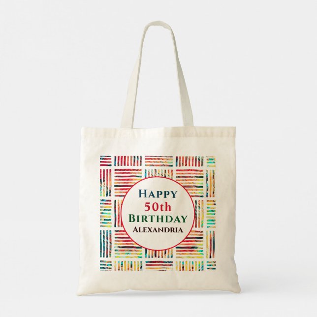 Modern Colourful Fabulous 40th Birthday Tote Bag (Back)