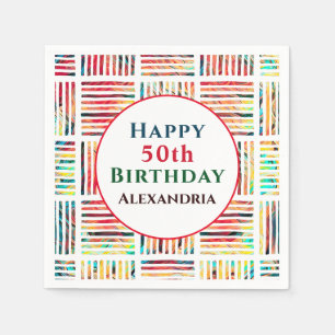 Modern Colourful Fabulous 50th Birthday Napkin