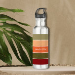 Modern Colourful Fall Colour Block Personalised Na 710 Ml Water Bottle<br><div class="desc">This colourful and modern design features a colour-block pattern in burgundy,  green,  orange and taupe with your personalised name #waterbottles #drinkware #personalizedgifts</div>