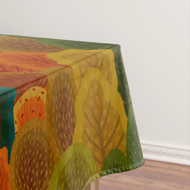 Modern Colourful Fall Trees Tablecloth (In Situ)