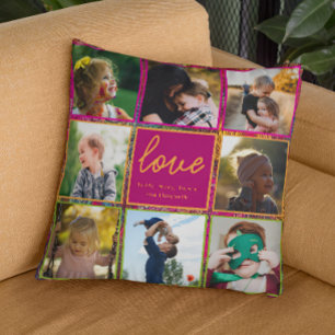 Modern & Colourful Family Photo Collage Cushion