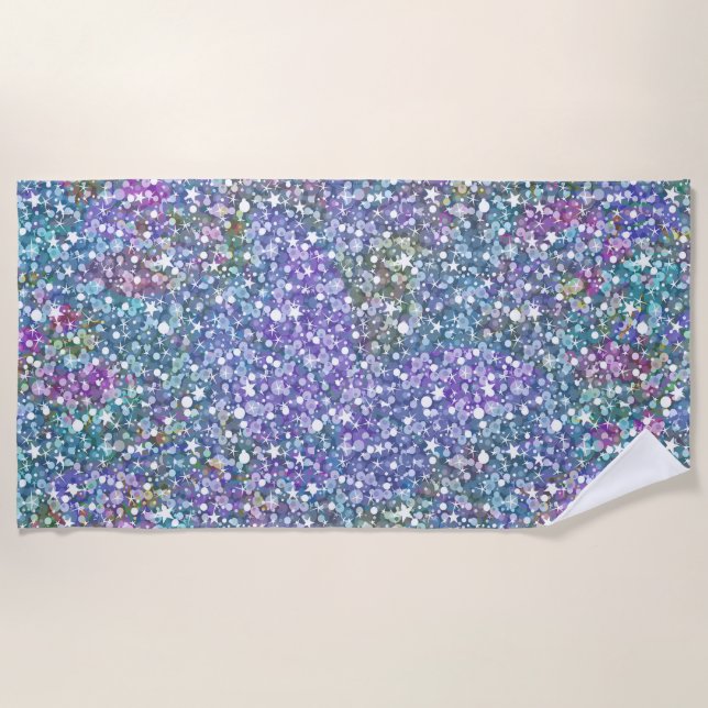 Modern Colourful Faux Glitter Beach Towel (Front)