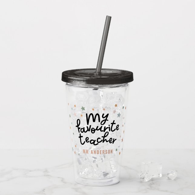 Modern colourful favourite teacher star gift acrylic tumbler (Back Ice)