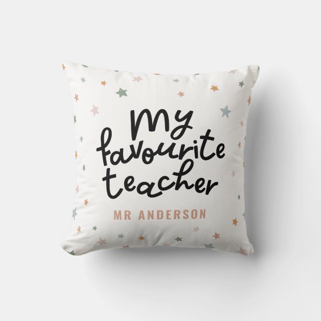 Modern colourful favourite teacher star gift cushion (Front)