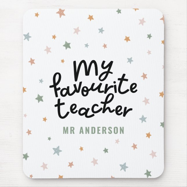 Modern colourful favourite teacher star gift mouse mat (Front)