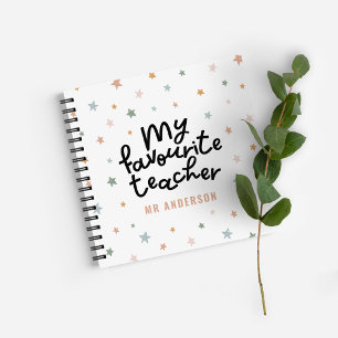 Modern colourful favourite teacher star gift notebook