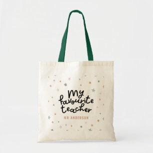 Modern colourful favourite teacher star gift tote