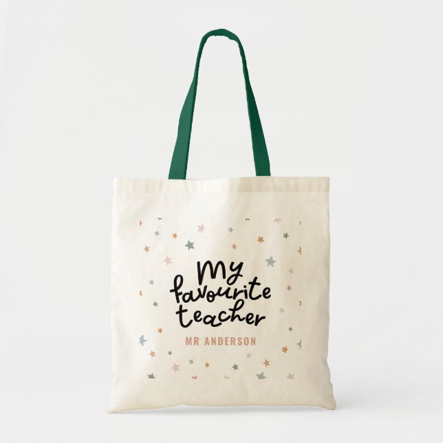 Modern colourful favourite teacher star gift tote  (Front)