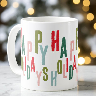 Modern Colourful Festive Happy Holidays Christmas Coffee Mug