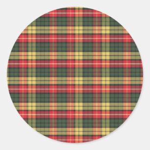 Modern Colourful Festive Plaid Pattern Classic Round Sticker