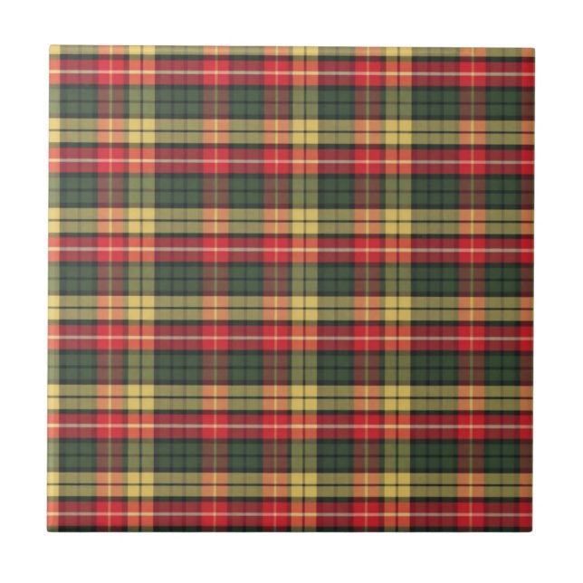 Modern Colourful Festive Plaid Pattern Tile (Front)