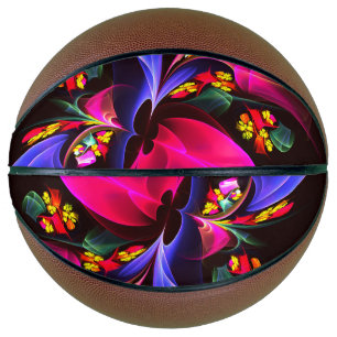 Modern Colourful Floral Abstract Art Pattern #06 Basketball