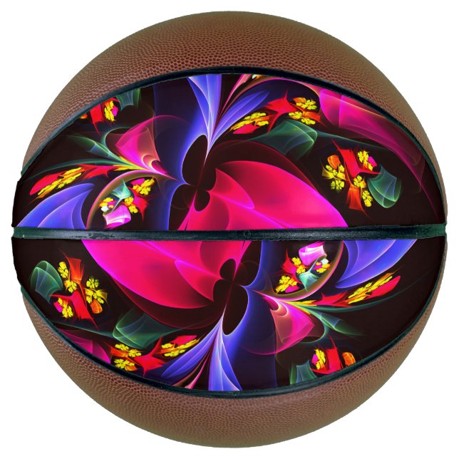 Modern Colourful Floral Abstract Art Pattern #06 Basketball (Front)