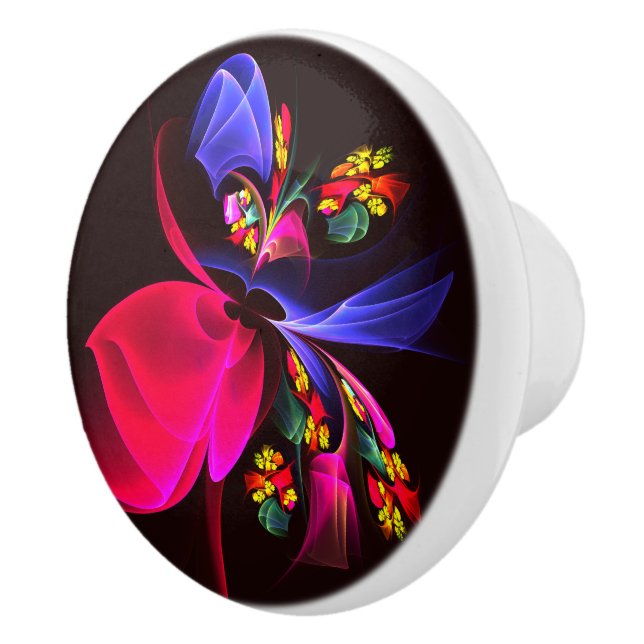 Modern Colourful Floral Abstract Art Pattern #06 Ceramic Knob (Right)