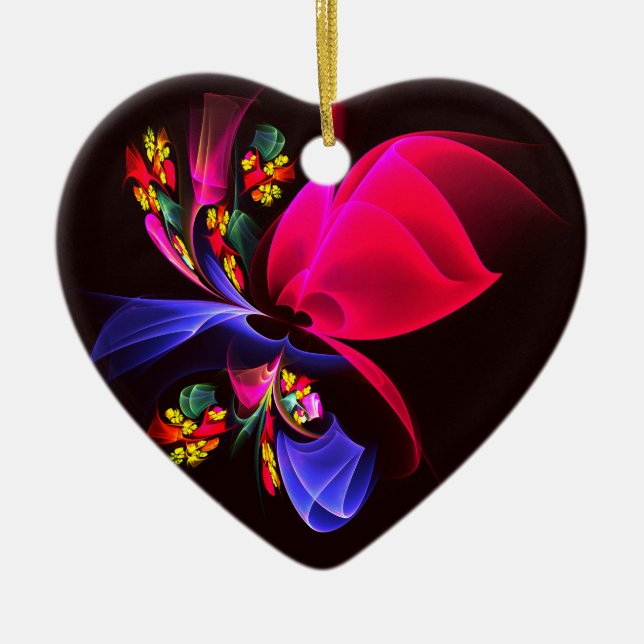 Modern Colourful Floral Abstract Art Pattern #06 Ceramic Tree Decoration (Front)