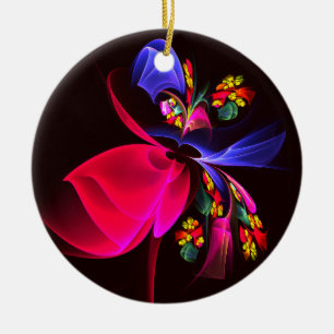 Modern Colourful Floral Abstract Art Pattern #06 Ceramic Tree Decoration