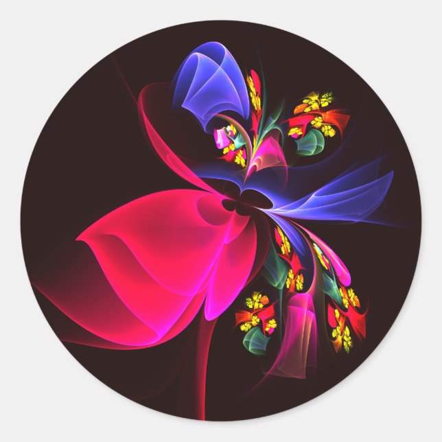 Modern Colourful Floral Abstract Art Pattern #06 Classic Round Sticker (Front)