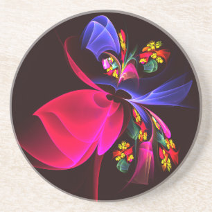 Modern Colourful Floral Abstract Art Pattern #06 Coaster