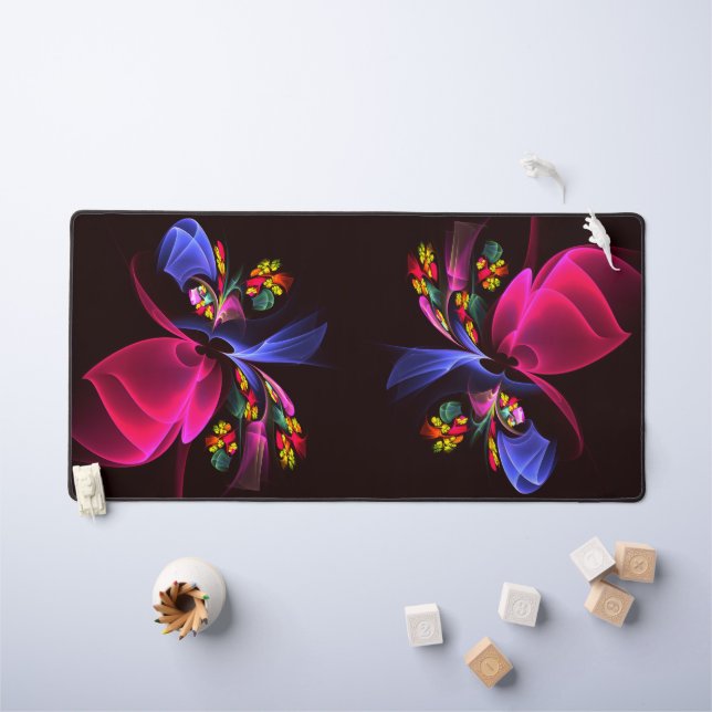 Modern Colourful Floral Abstract Art Pattern #06 Desk Mat (Kids Table)