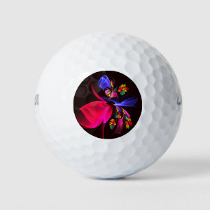 Modern Colourful Floral Abstract Art Pattern #06 Golf Balls