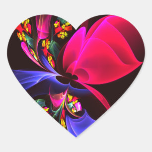 Modern Colourful Floral Abstract Art Pattern #06 Heart Sticker