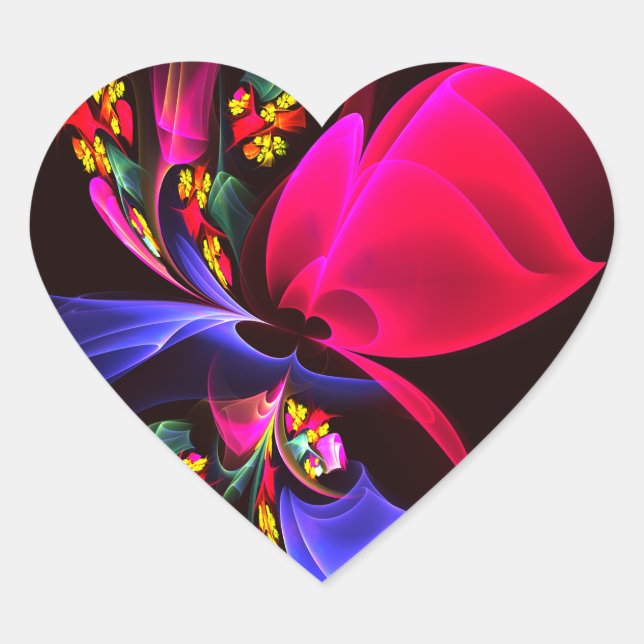 Modern Colourful Floral Abstract Art Pattern #06 Heart Sticker (Front)