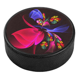 Modern Colourful Floral Abstract Art Pattern #06 Hockey Puck