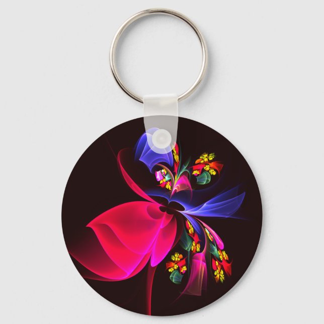 Modern Colourful Floral Abstract Art Pattern #06 Key Ring (Front)