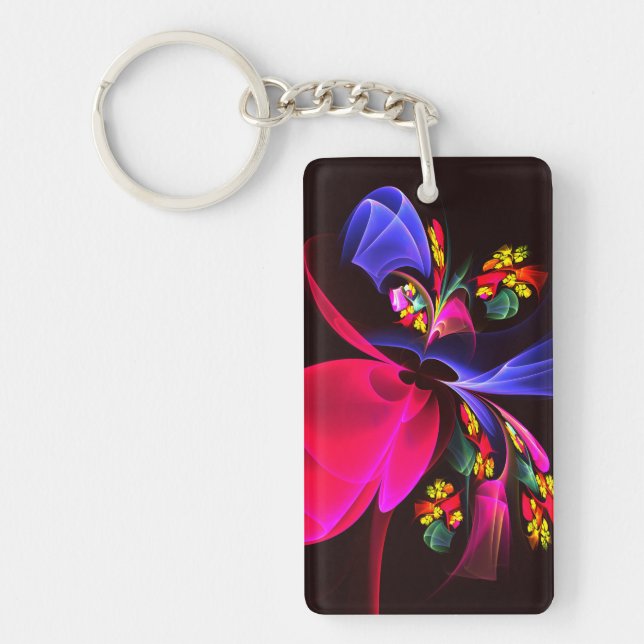 Modern Colourful Floral Abstract Art Pattern #06 Key Ring (Front)