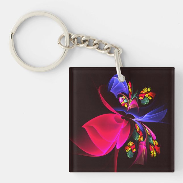 Modern Colourful Floral Abstract Art Pattern #06 Key Ring (Front)