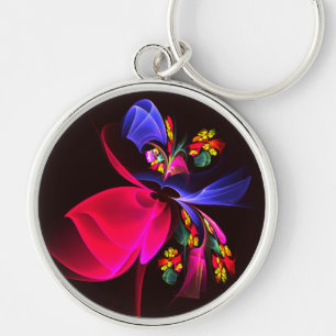 Modern Colourful Floral Abstract Art Pattern #06 Key Ring