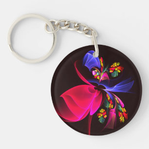Modern Colourful Floral Abstract Art Pattern #06 Key Ring