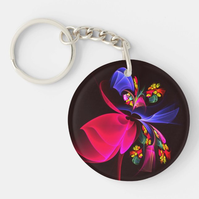 Modern Colourful Floral Abstract Art Pattern #06 Key Ring (Front)