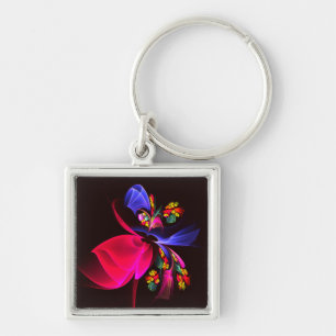 Modern Colourful Floral Abstract Art Pattern #06 Key Ring