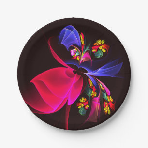 Modern Colourful Floral Abstract Art Pattern #06 Paper Plate
