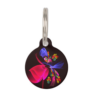 Modern Colourful Floral Abstract Art Pattern #06 Pet Tag