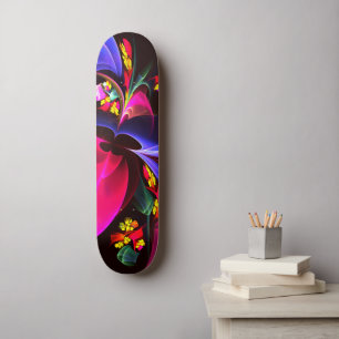 Modern Colourful Floral Abstract Art Pattern #06 Skateboard