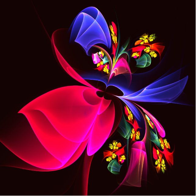 Modern Colourful Floral Abstract Art Pattern #06 Standing Photo Sculpture (Front)