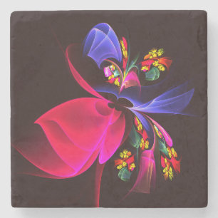 Modern Colourful Floral Abstract Art Pattern #06 Stone Coaster