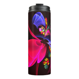 Modern Colourful Floral Abstract Art Pattern #06 Thermal Tumbler
