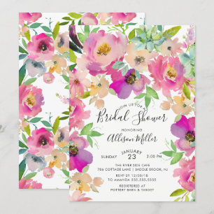 Modern Colourful Floral Bridal Shower Invitation