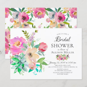 Modern Colourful Floral Bridal Shower Invitations
