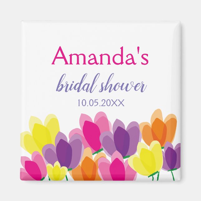 Modern Colourful Floral Bridal Shower Magnet (Front)