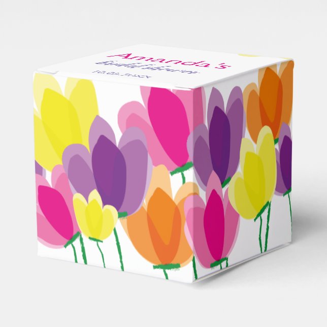 Modern Colourful Floral Favour Box (Front Side)