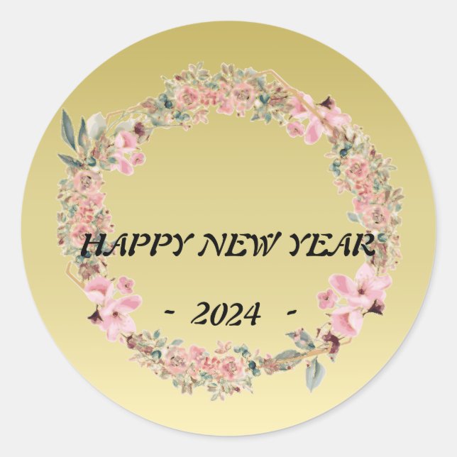Modern colourful  floral flower custom monogram  classic round sticker (Front)